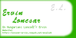 ervin loncsar business card